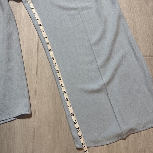 Women Linen Blend Wide Leg Crop Pants  Stretch Waist Coastal Lounge Travel Chic - Picture 6 of 8